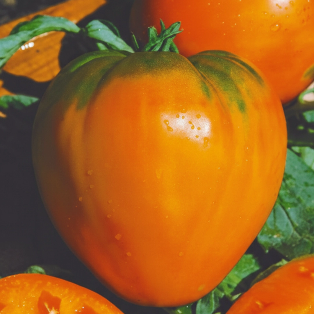 Tomate Oxheart Orange – große herzförmige orange Fleischtomate