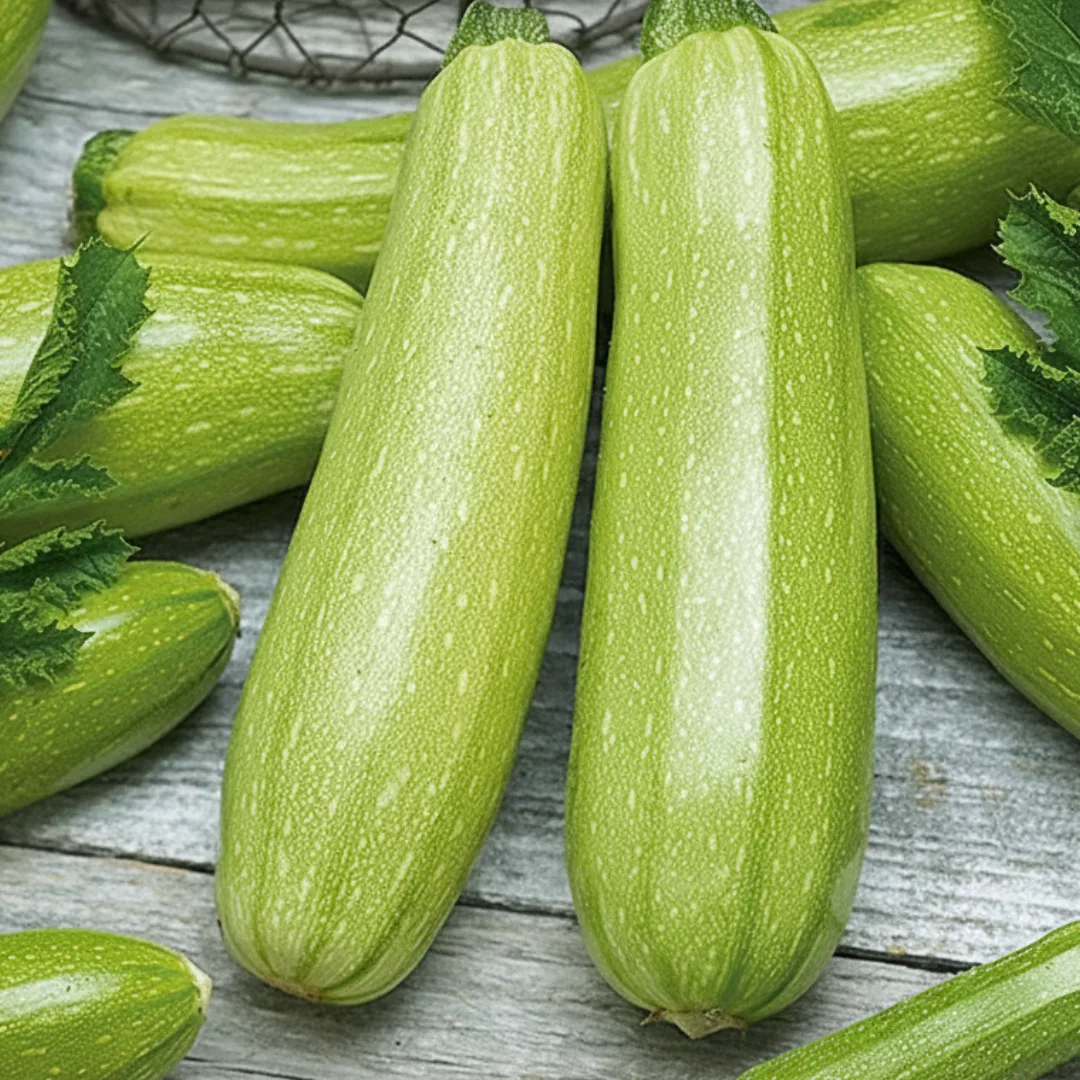 Zucchini Wanda – zartgrüne Zucchini an kompakter Buschpflanze